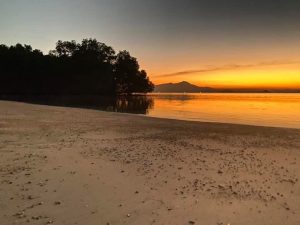 beautiful sunset from the land